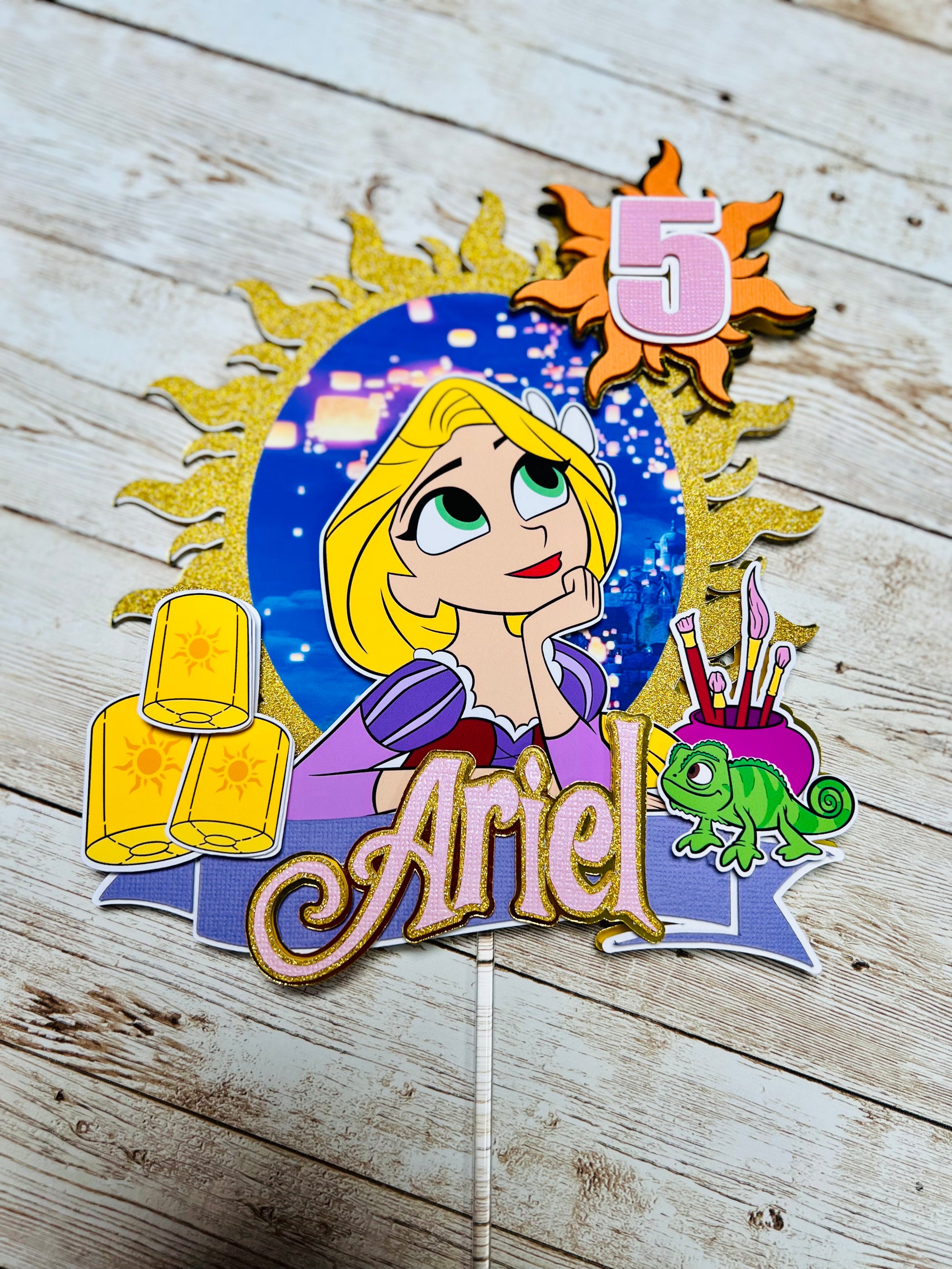 Tangled Number Age Cake Topper Rapunzel Birthday Party Tangled Party  Decorations/ Tangled Sun Party 
