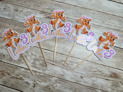 Personalized Baby Kangaroo Cupcake Toppers