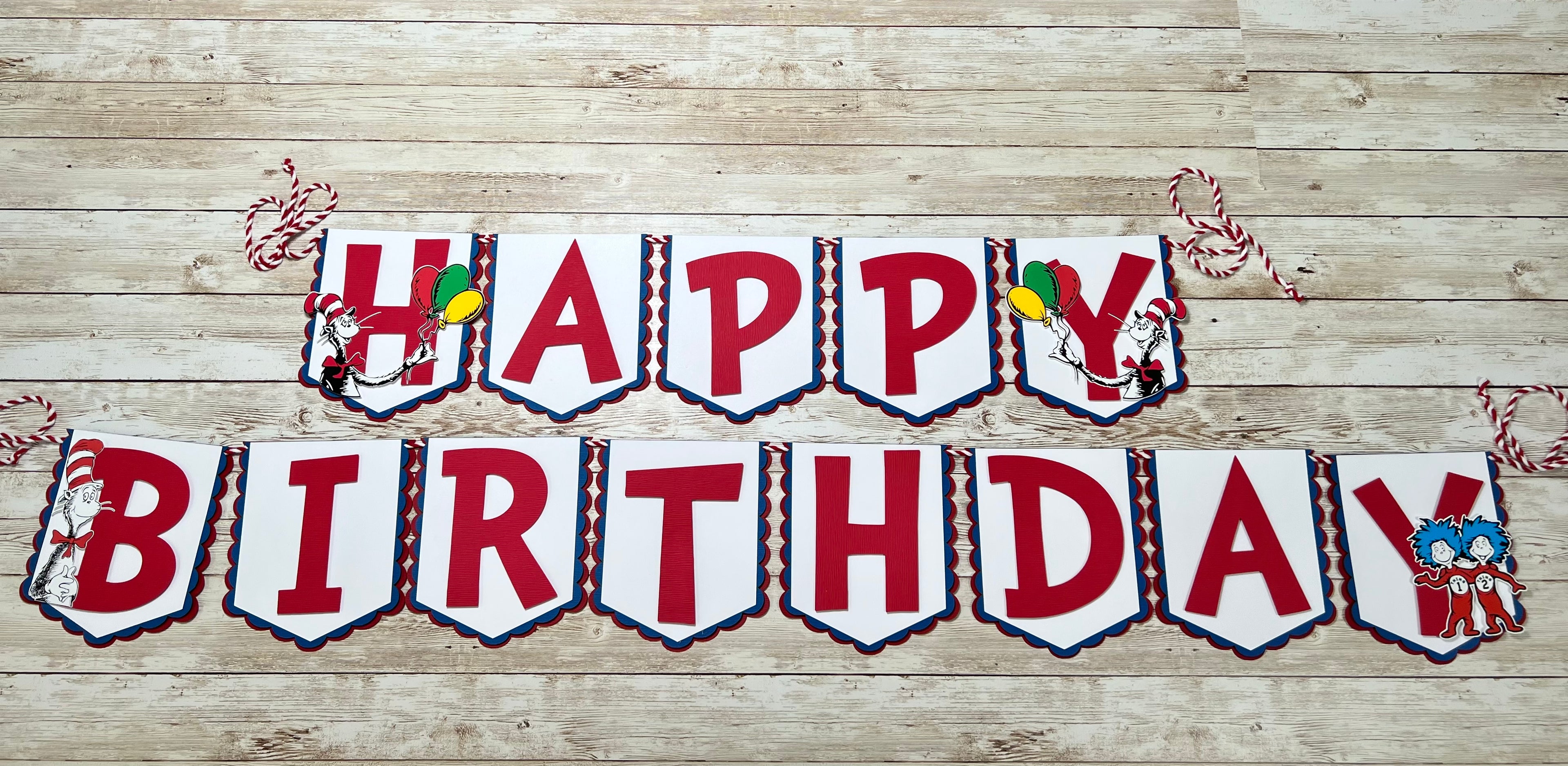 Dr Seuss Cat in The Hat Birthday Banner