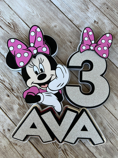 Personalized Minnie Mouse Cake topper