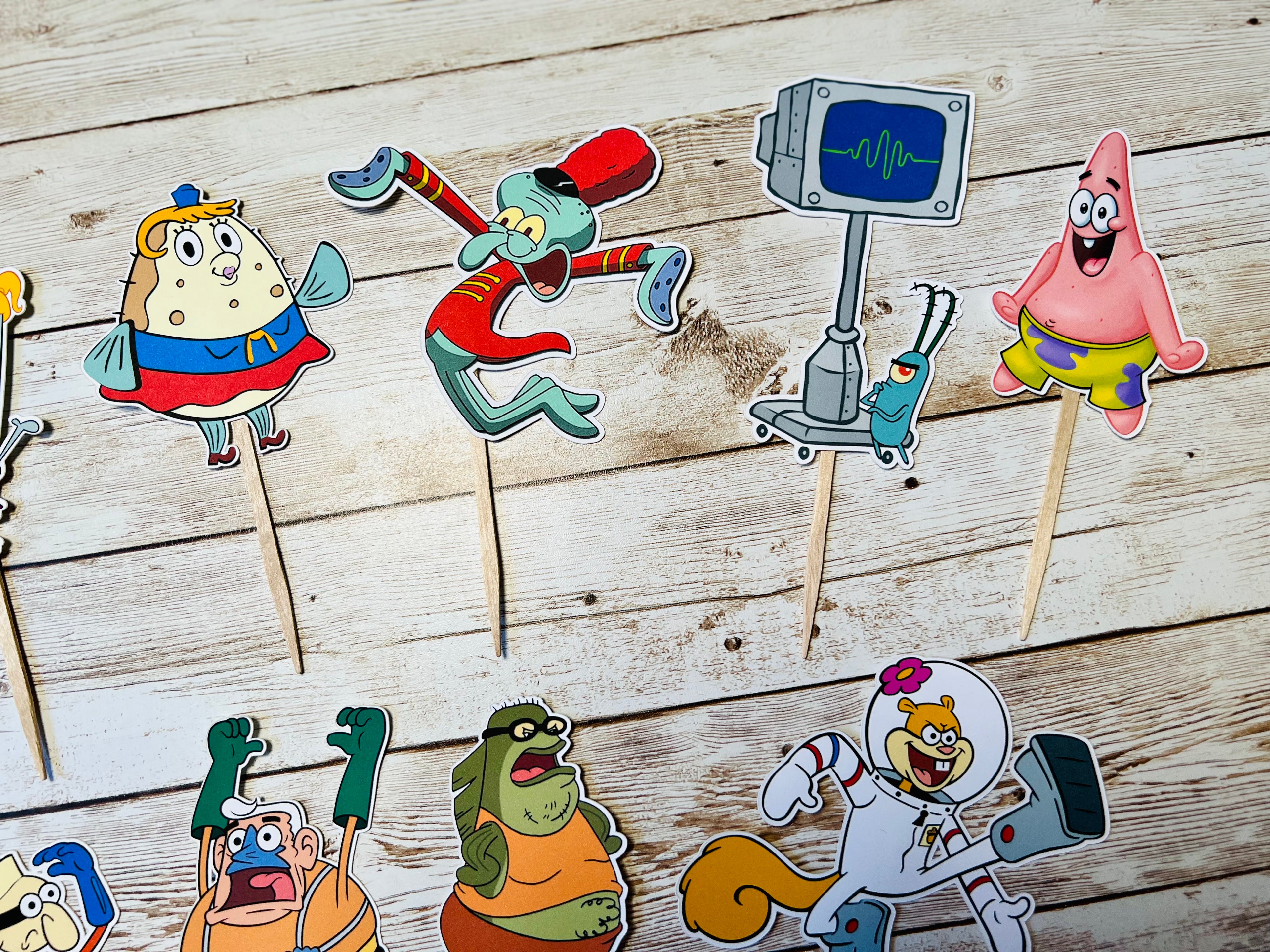 spongebob set of 12 cupcake toppers
