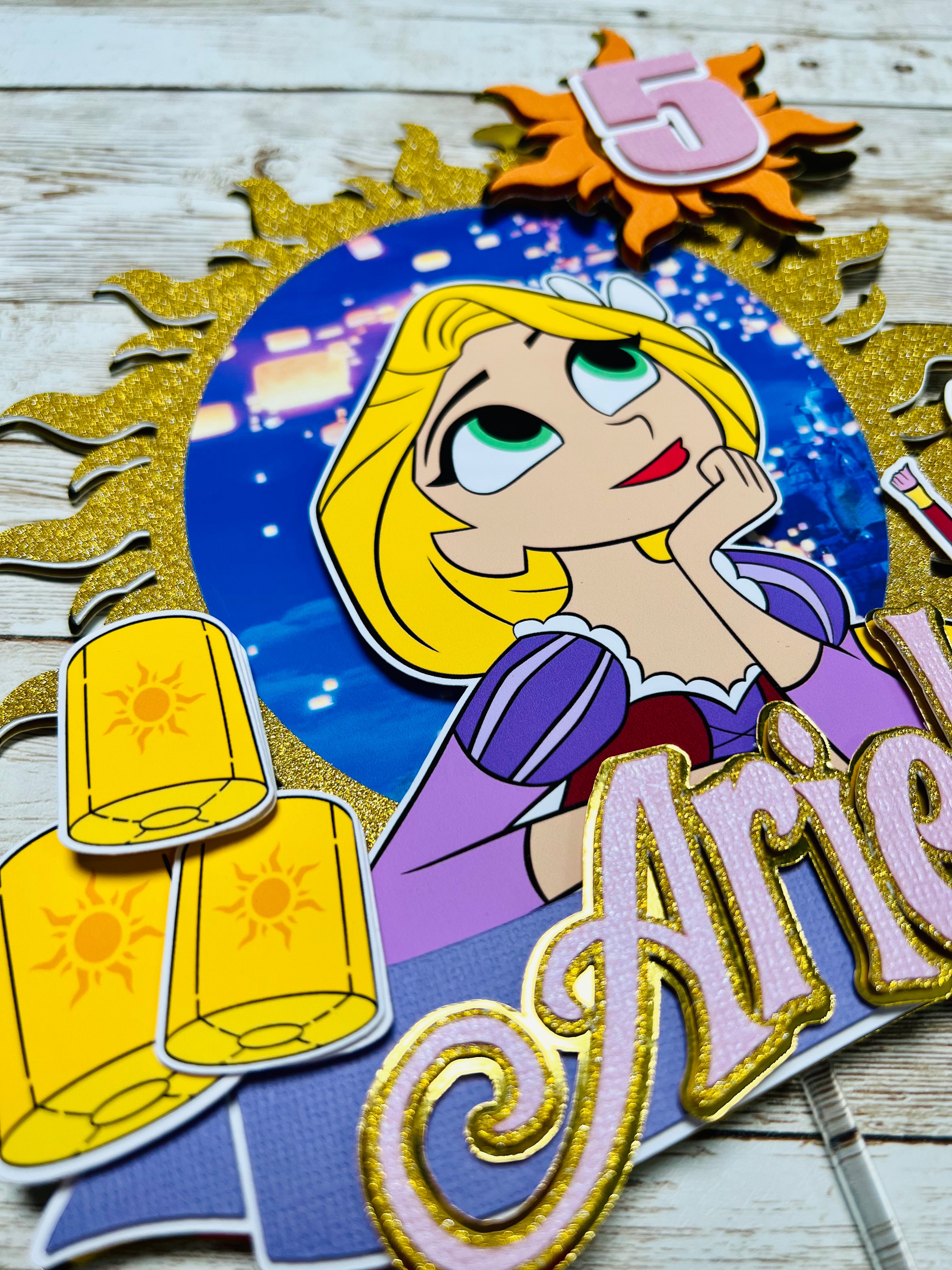 Personalized Rapunzel cake topper