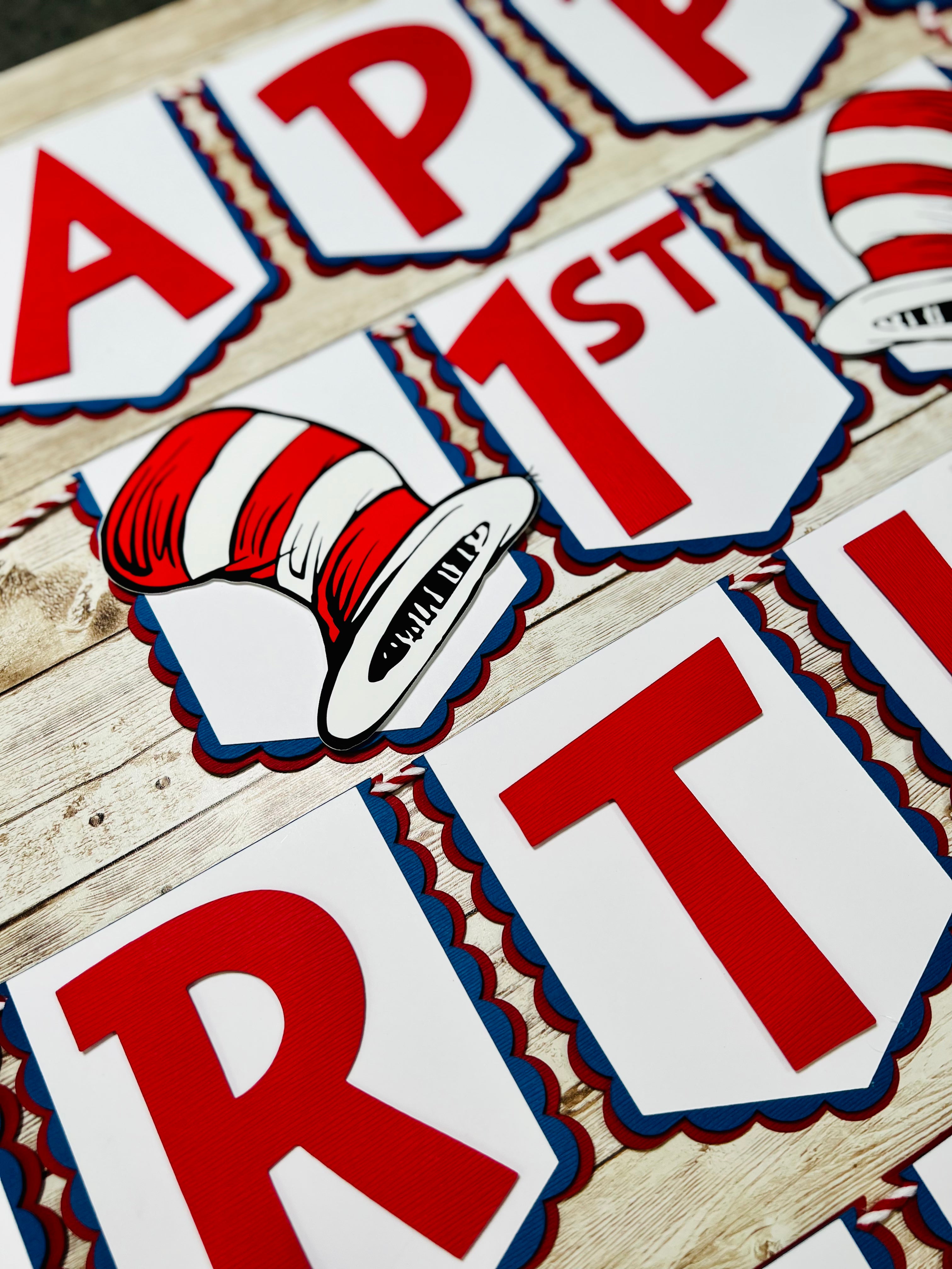 Dr Seuss Cat in The Hat Birthday Banner