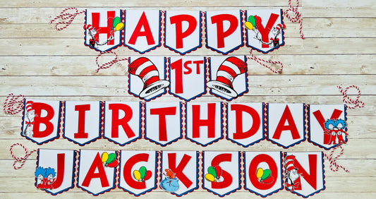 cat in the hat birthday banner